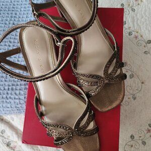 Women's Bronze rhinestone dress heels